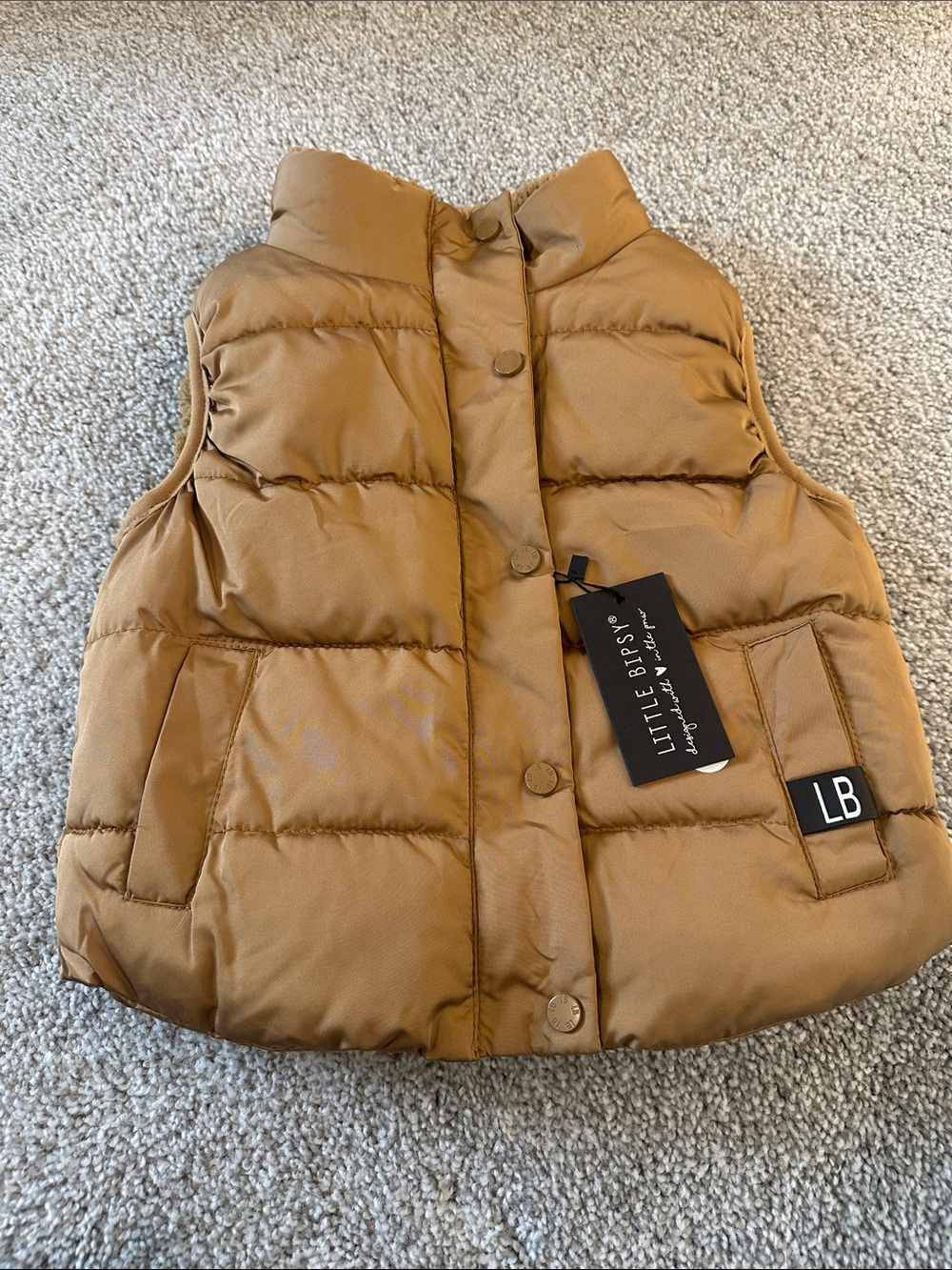 Little Bipsy Tan Sherpa Lined Vest NWT